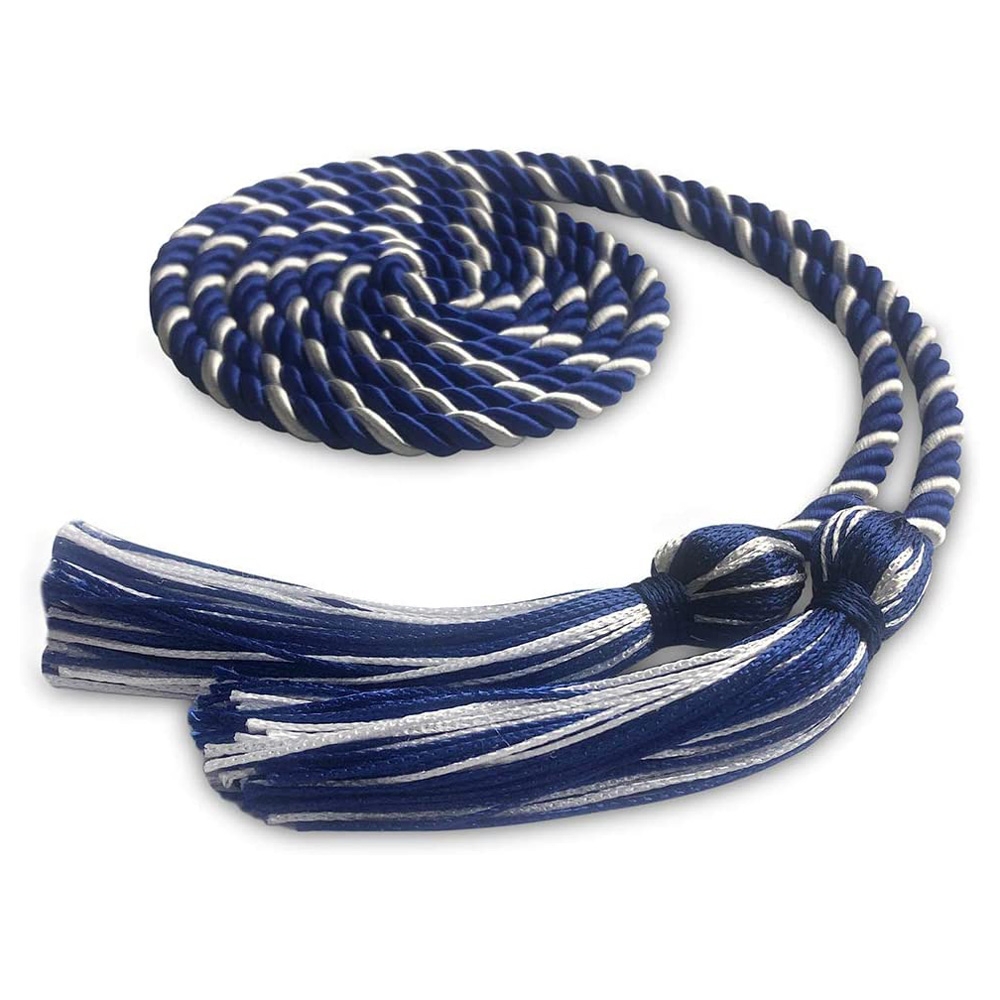 Graduation Single Honor Cord Two-Color (Royal Blue White) tassel nice color supplier